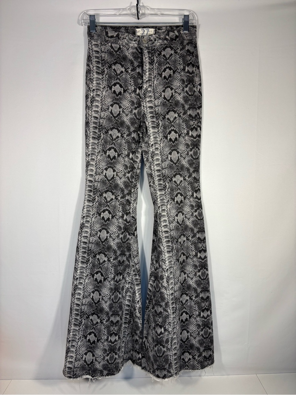 We The Free Free People Snakeskin Mega Flare Bell Bottom Jeans 27 View 2